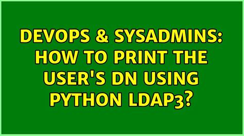 Add, search, delete, modify operations in openLDAP server using python · OpenLDAP · Install ldap3 library using pip · Bind a connection to LDAP server · Search user . . Python ldap3 search user by email